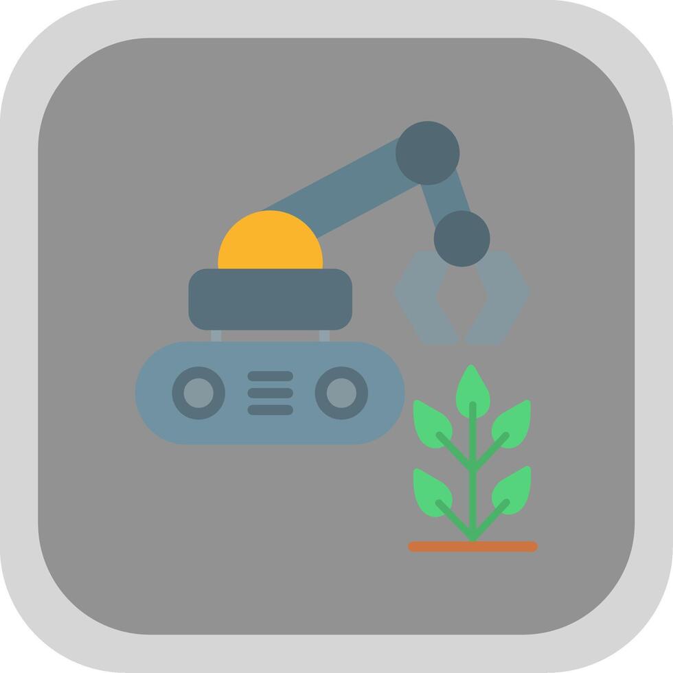 Agricultural Robot Flat round corner Icon Design vector