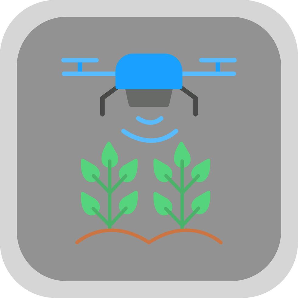 Agricultural Drones Flat round corner Icon Design vector