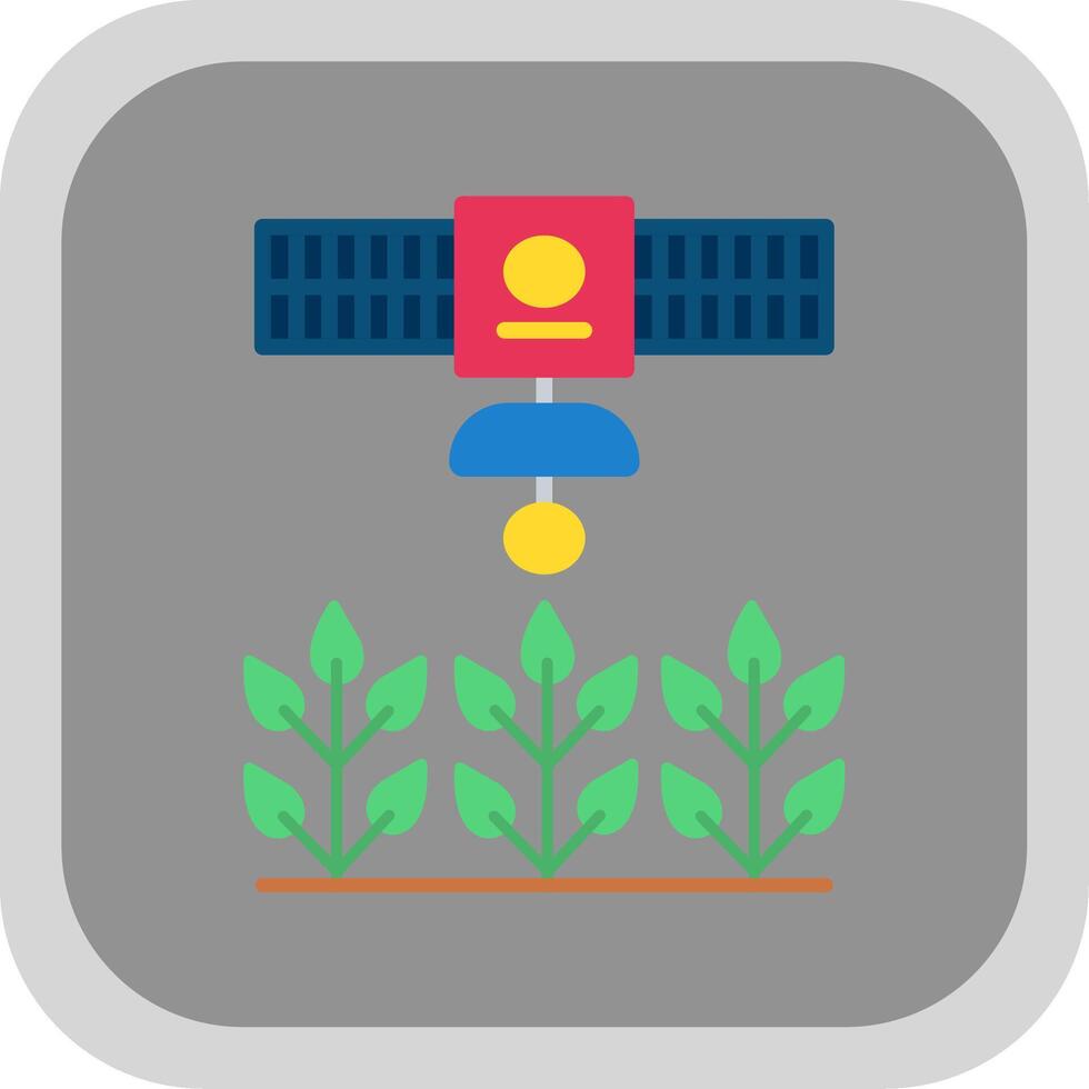 Satellite Crop Monitoring Flat round corner Icon Design vector