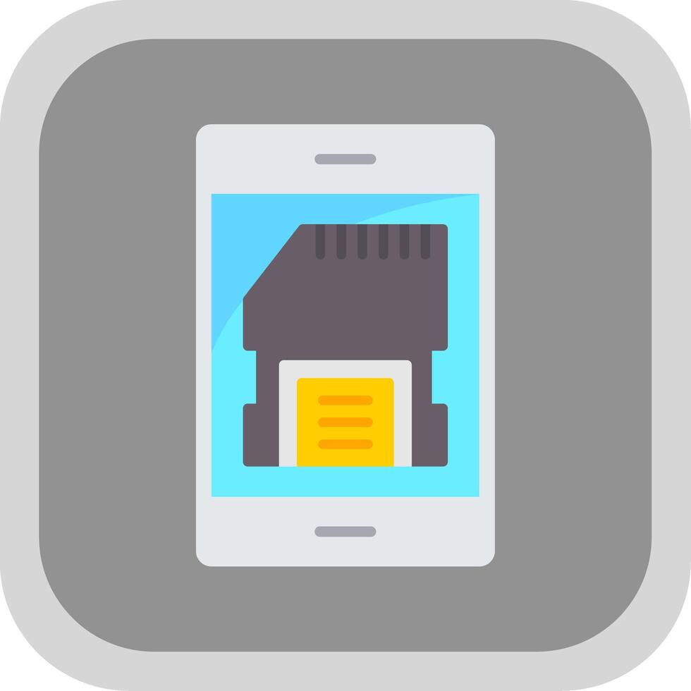 Sd Card Flat round corner Icon Design vector