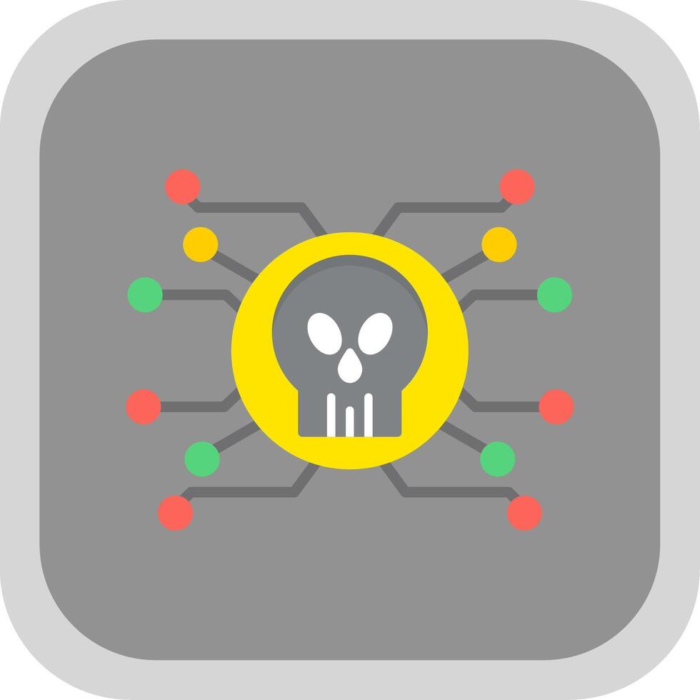 Cyber Attack Flat round corner Icon Design vector