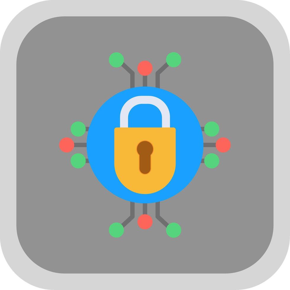 Cyber Security Flat round corner Icon Design vector