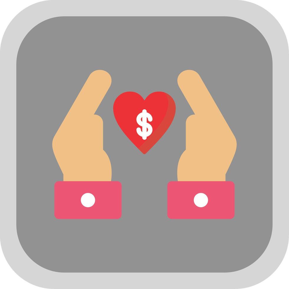Chrity Donation Flat round corner Icon Design vector