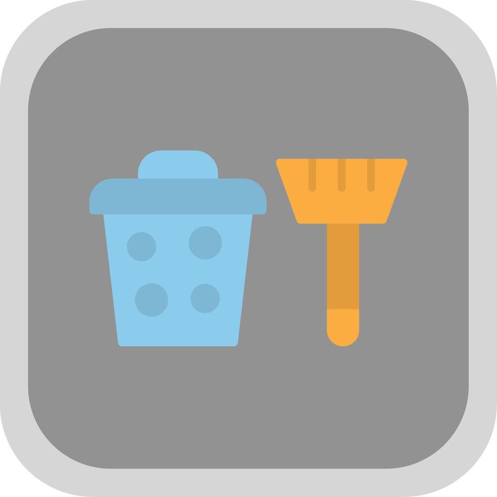 Cleaning Equipment Flat round corner Icon Design vector