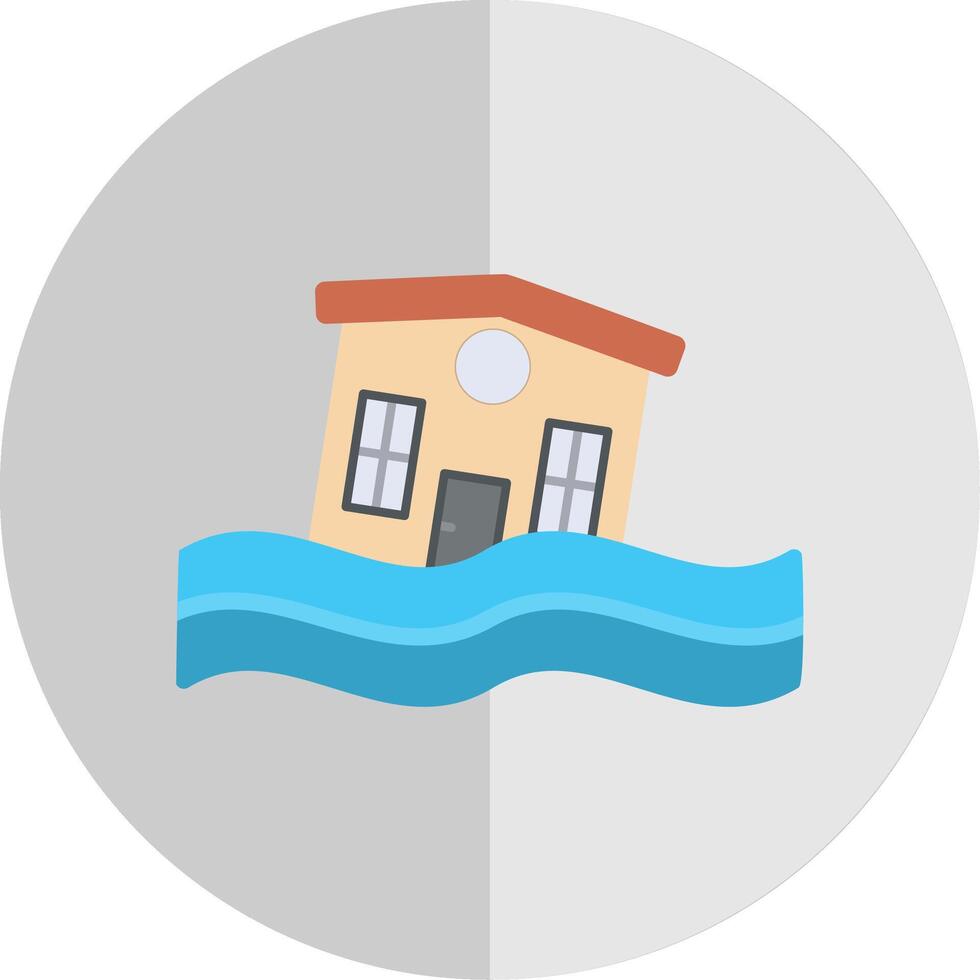 Flooded House Flat Scale Icon Design vector