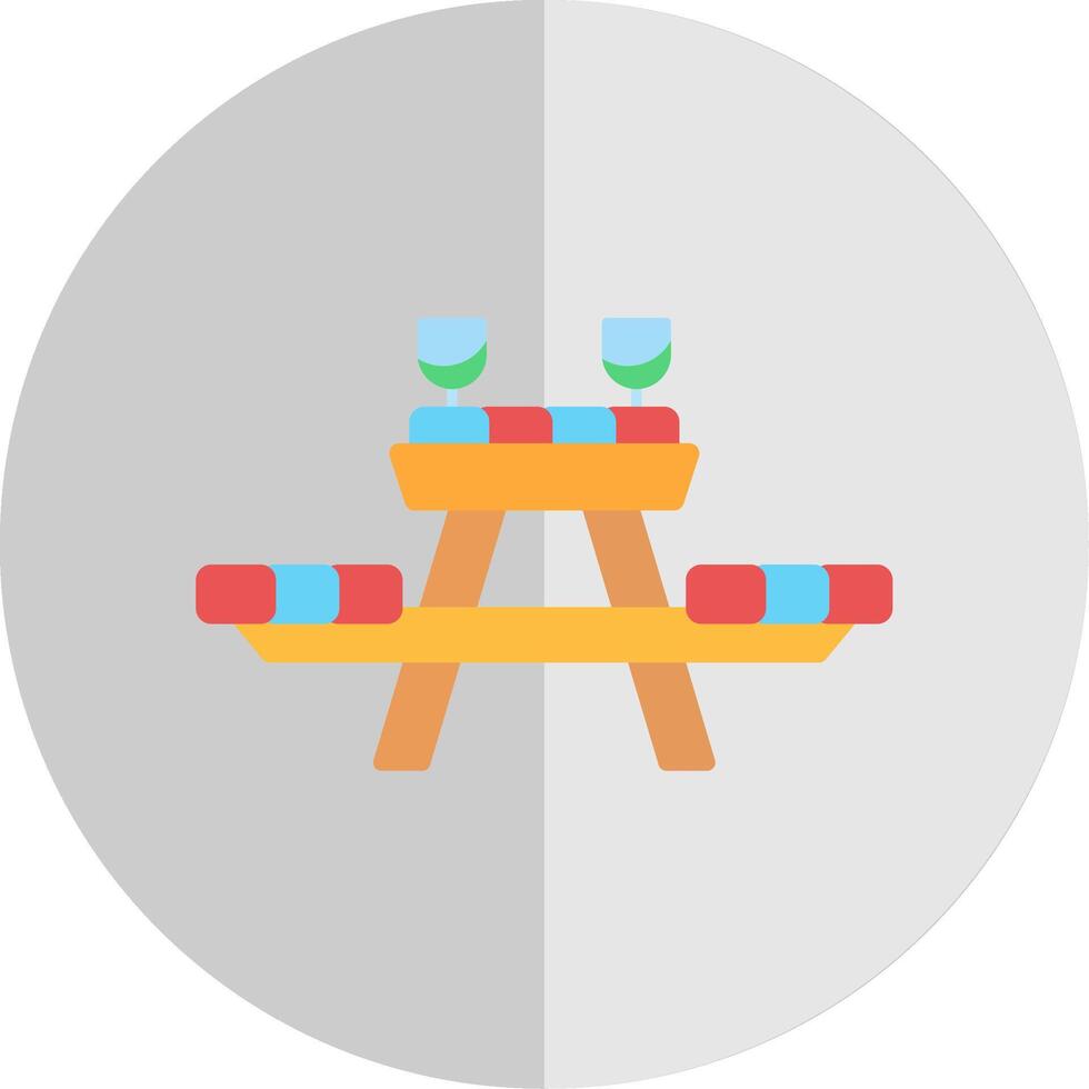 Picnic Table Flat Scale Icon Design vector