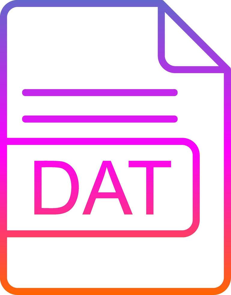 DAT File Format Line Gradient Icon Design vector