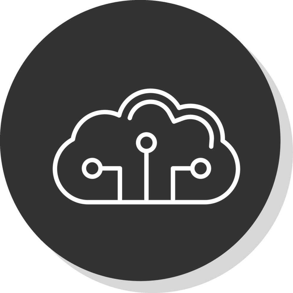 Cloud Circuit Line Shadow Circle Icon Design vector