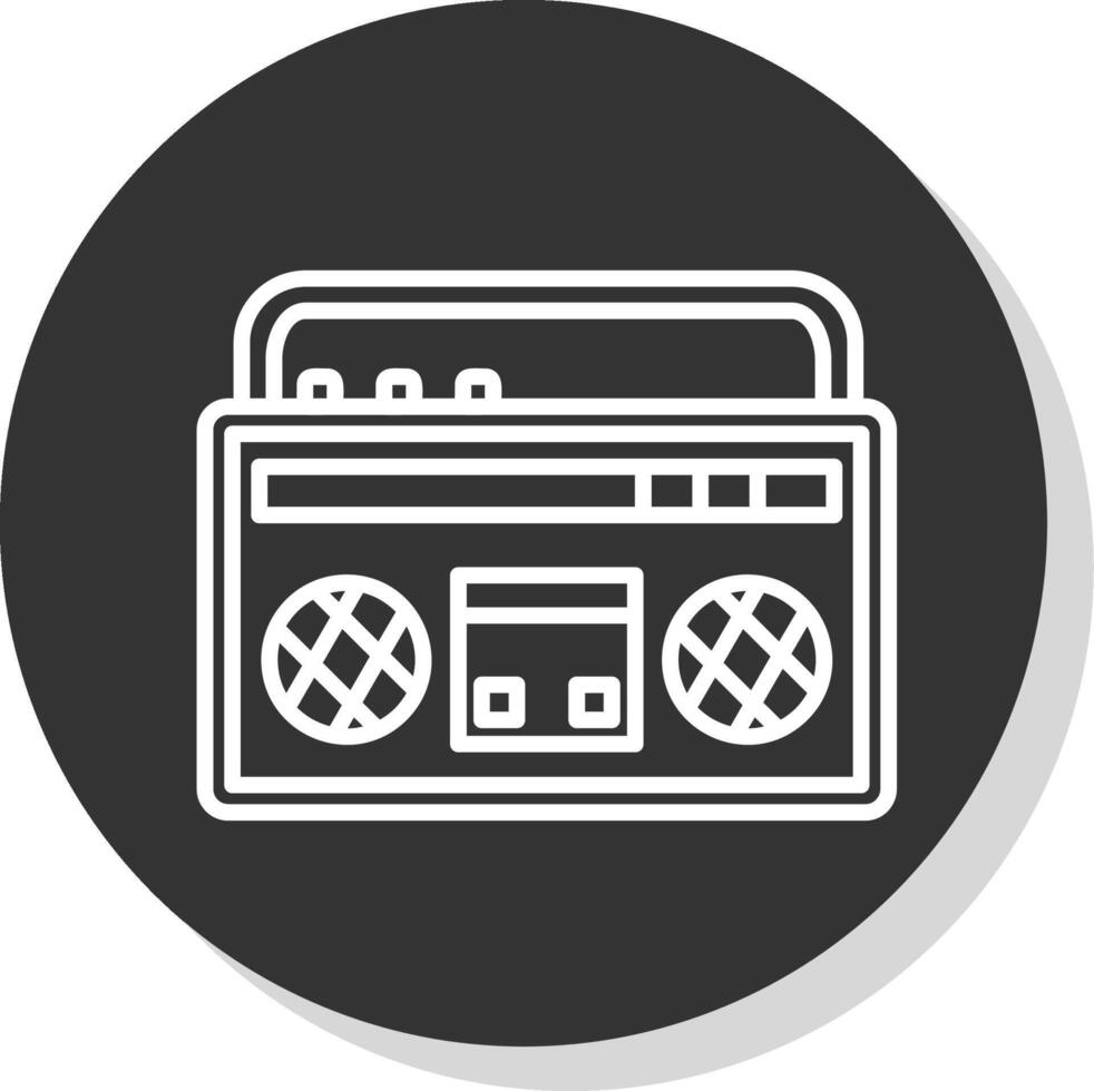 Boombox Line Shadow Circle Icon Design vector