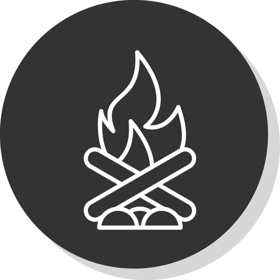 Bonfire Line Shadow Circle Icon Design vector