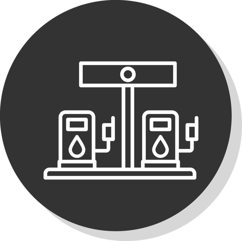 Petrol Station Line Shadow Circle Icon Design vector