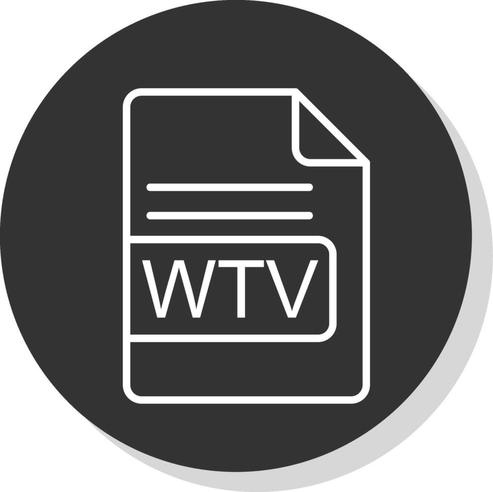 wtv archivo formato línea sombra circulo icono diseño vector