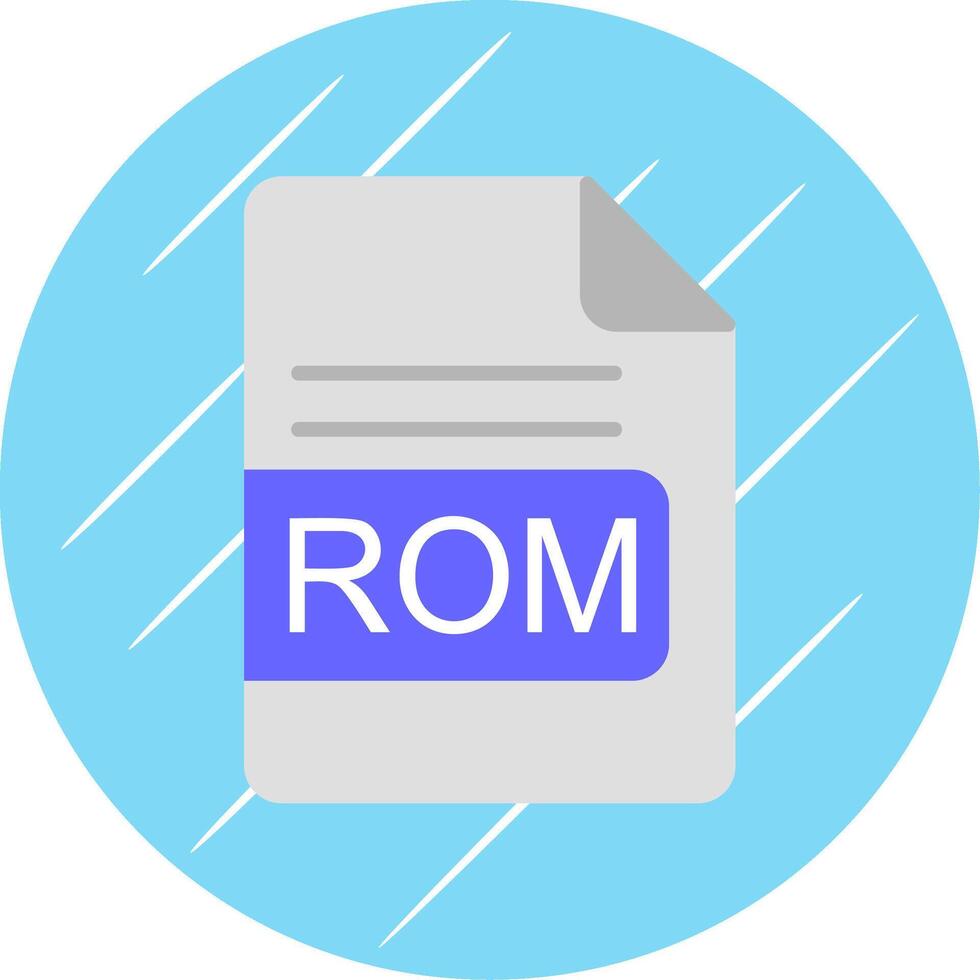 ROM File Format Flat Circle Icon Design vector