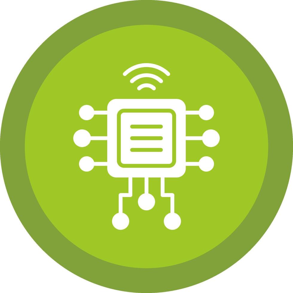 Computer Chip Line Shadow Circle Icon Design vector