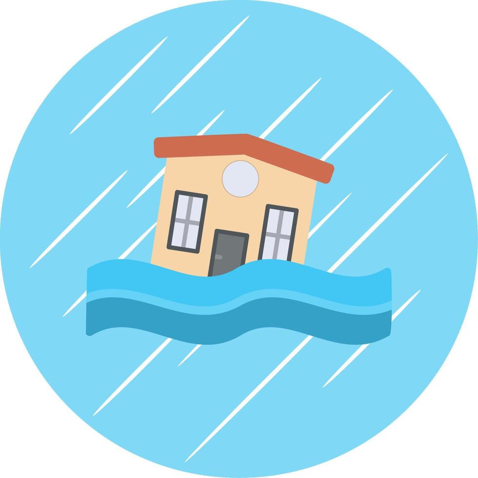 Flooded House Flat Circle Icon Design vector