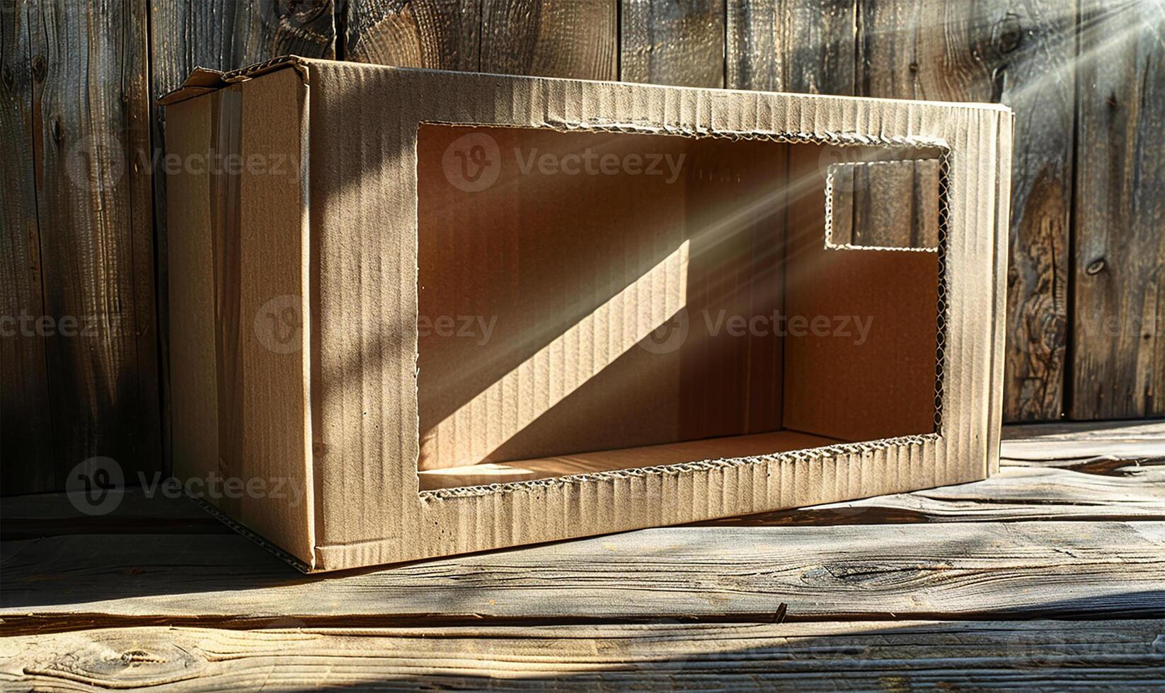 Cardboard simplicity on wood photo