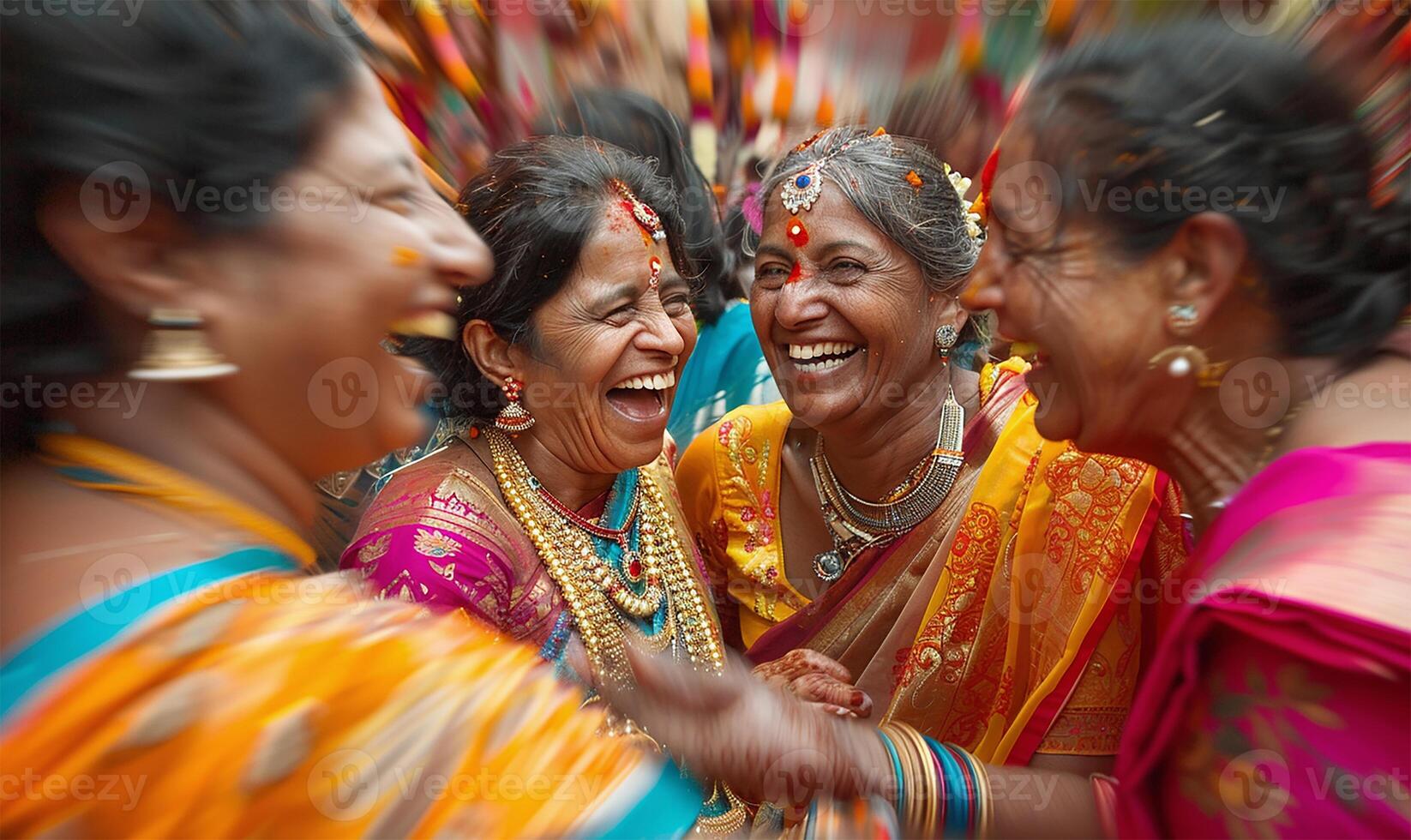 Vibrant saris, sacred space photo