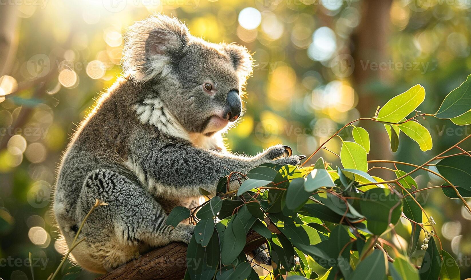 coala abrazos eucalipto rama foto