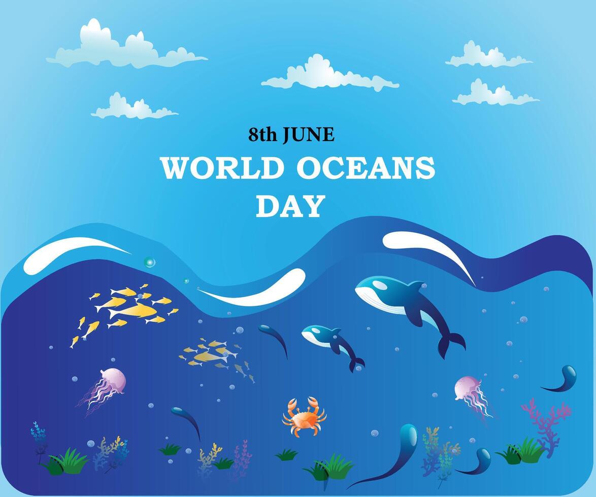 world oceans day vector