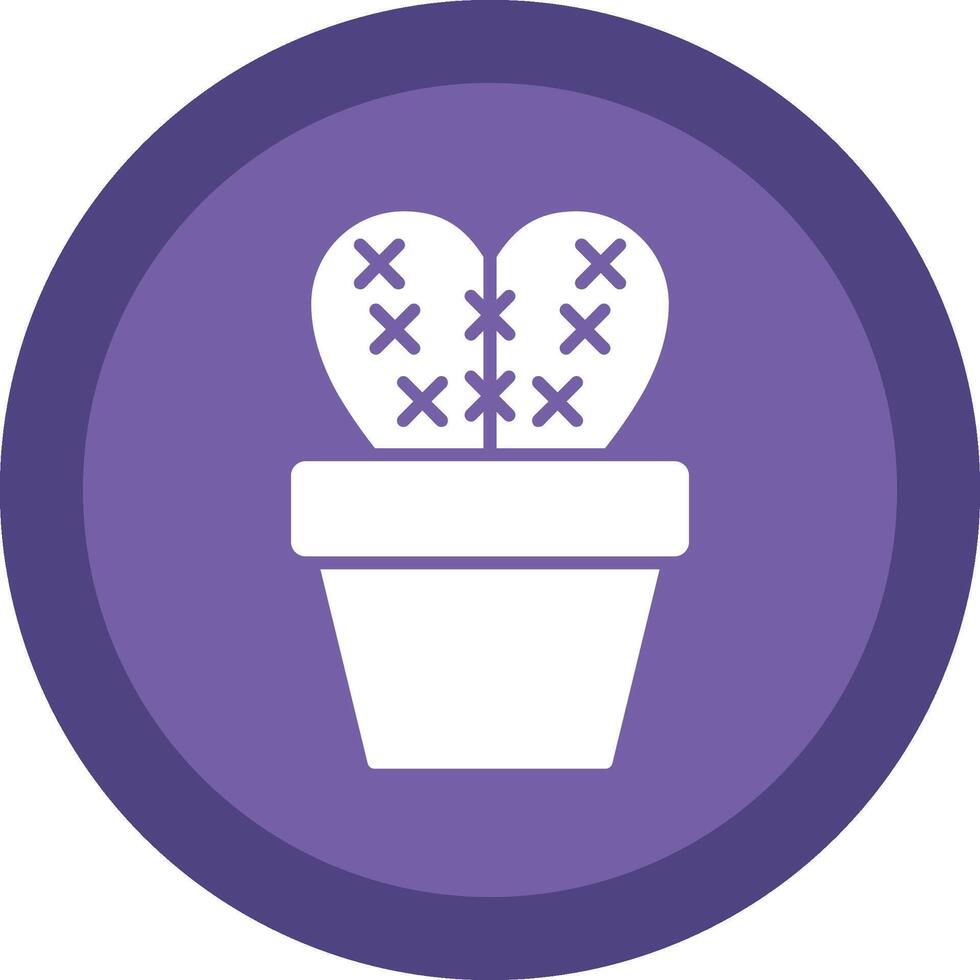 Cactus Line Shadow Circle Icon Design vector