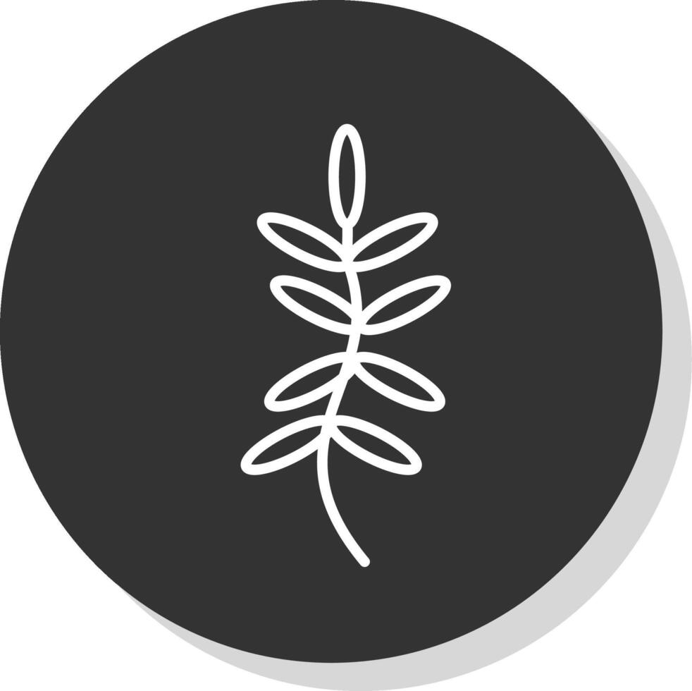 Fern Line Shadow Circle Icon Design vector