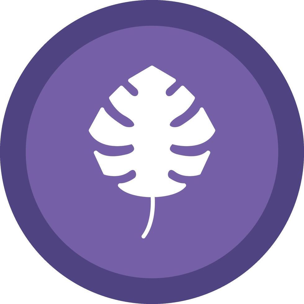Monstera Line Shadow Circle Icon Design vector