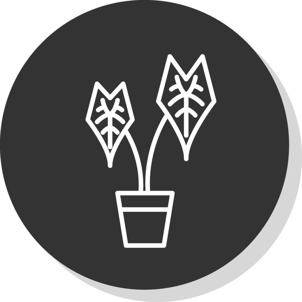 Alocasia Line Shadow Circle Icon Design vector