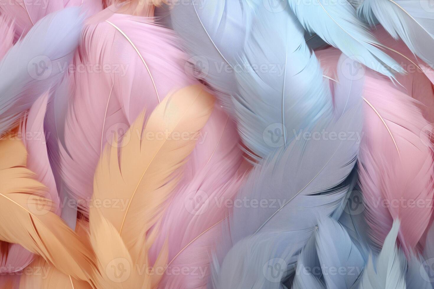 Pastel Feathers Background, pastel color feather abstract background texture, pastel feathers wallpaper, pastel bird feathers pattern, photo