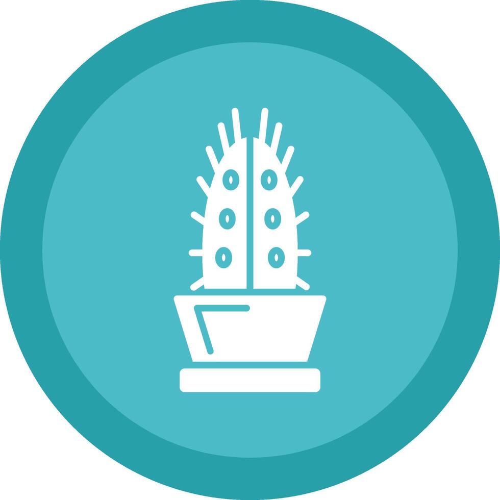 Cactus Line Shadow Circle Icon Design vector
