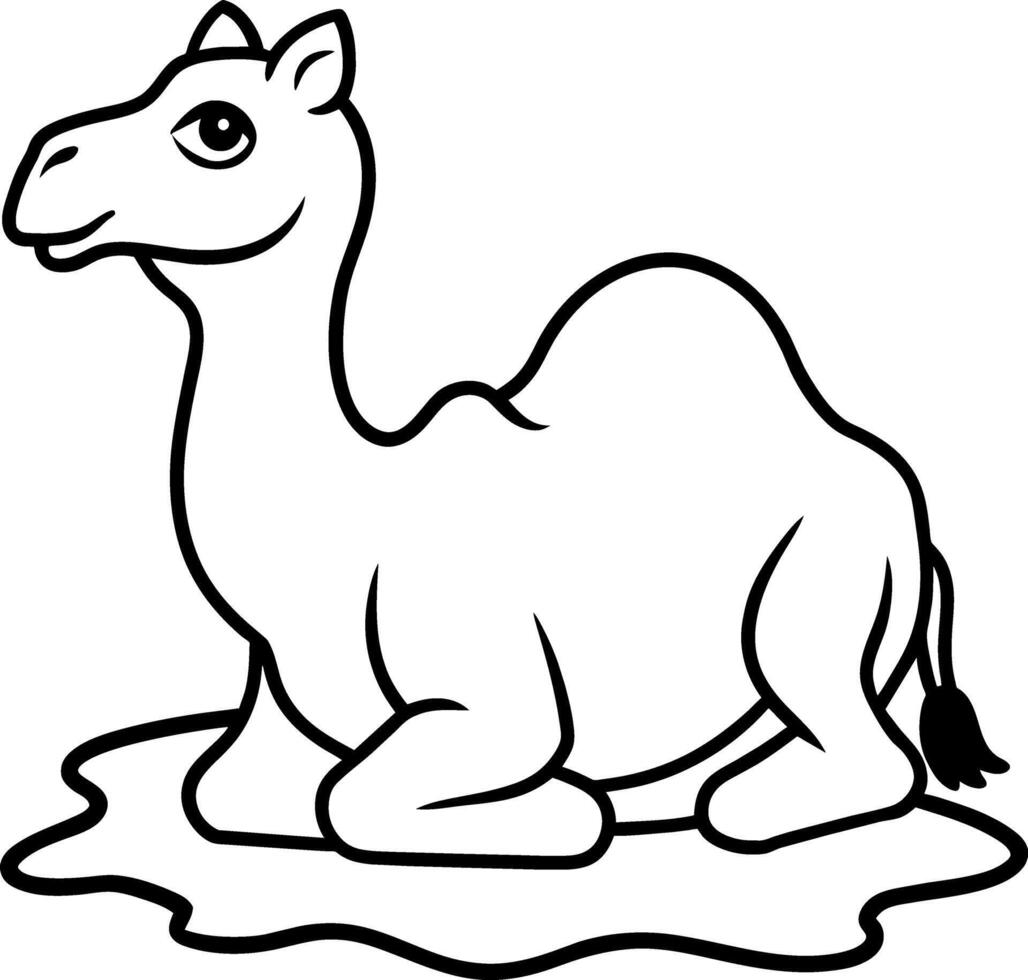 Camel On desert flat style 2d illustration vector
