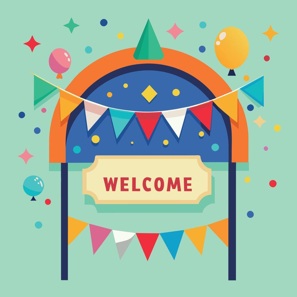 Welcome Text Flat Style Illustration vector