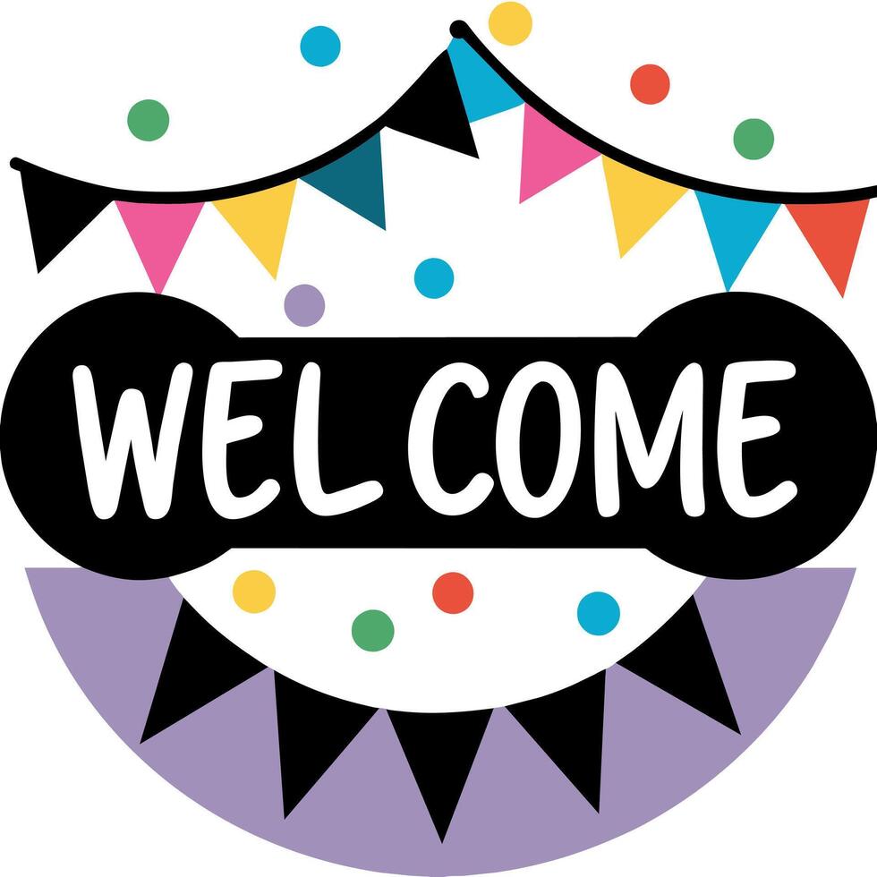 Welcome Text Flat Style Illustration vector