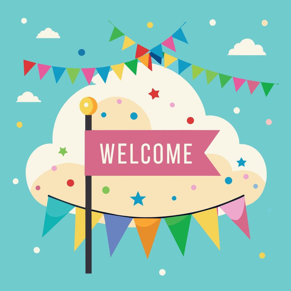 Welcome Text Flat Style Illustration vector