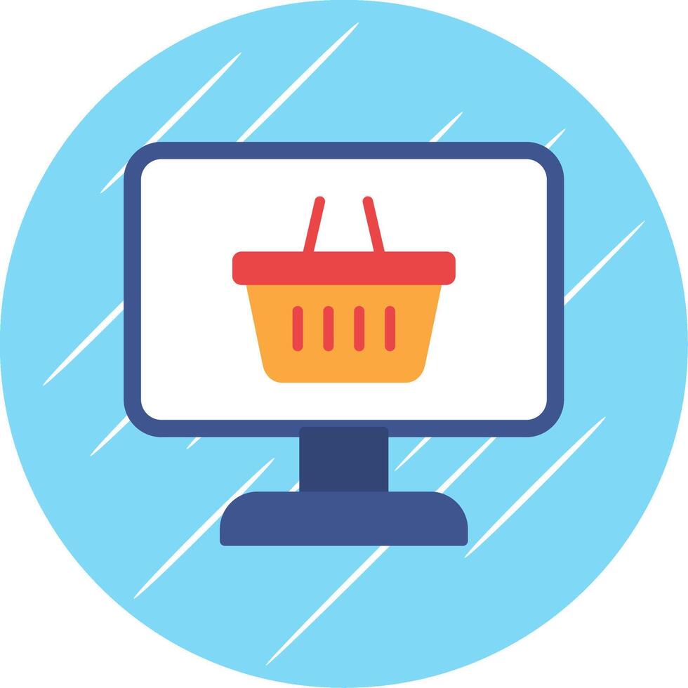 OnLine Circle Multi Circle Shop Flat Circle Icon Design vector
