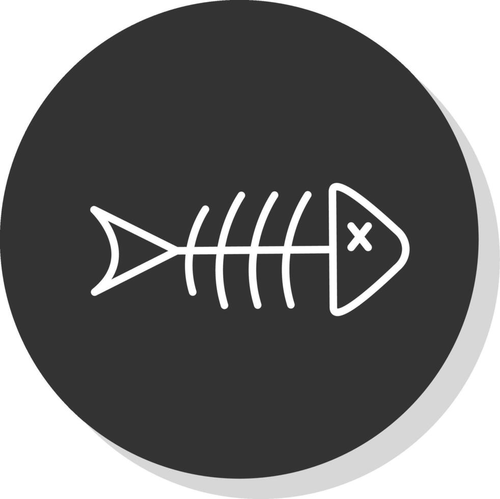 pescado esqueleto línea sombra circulo icono diseño vector