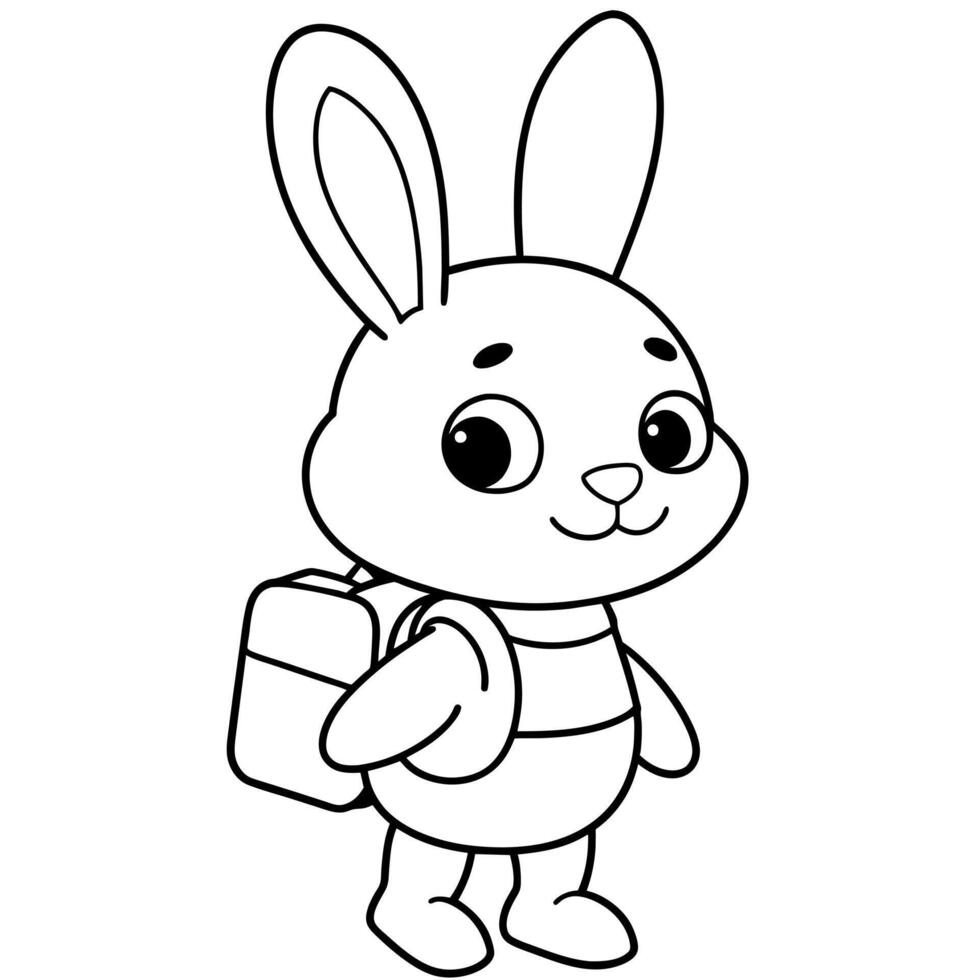 Cute Bunny coloring book illustration vector