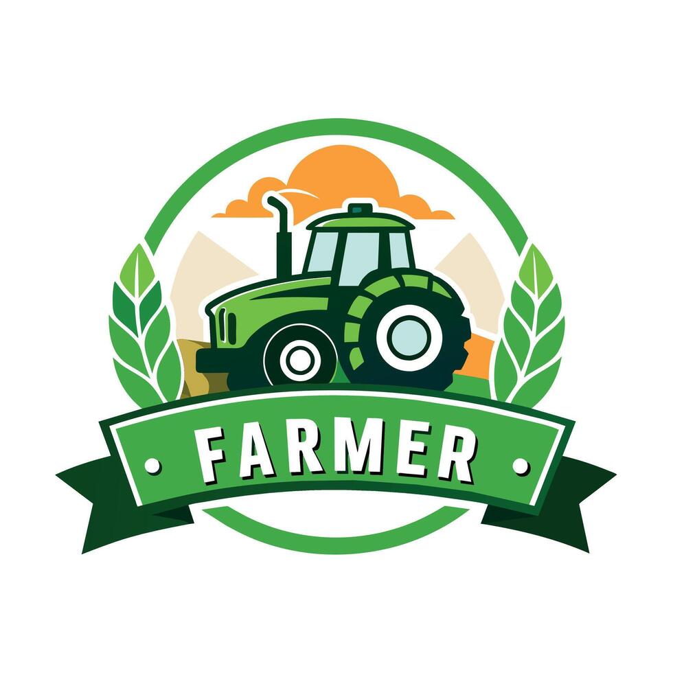 Farmer logo illustration flat 2d style vector