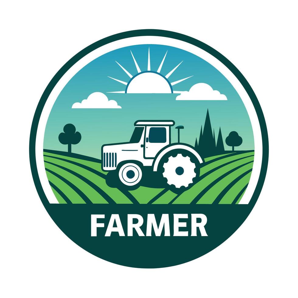 Farmer logo illustration flat 2d style vector