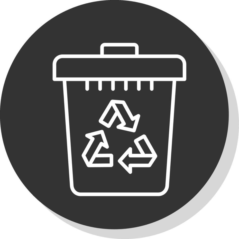 Recycle Bin Line Shadow Circle Icon Design vector