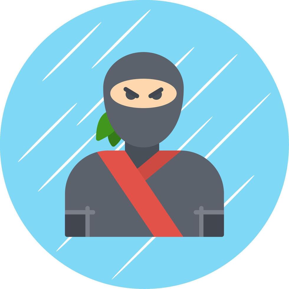 Ninja Flat Circle Icon Design vector