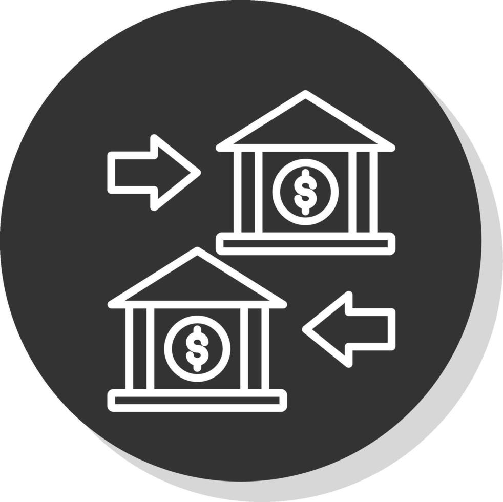 banco a banco línea sombra circulo icono diseño vector