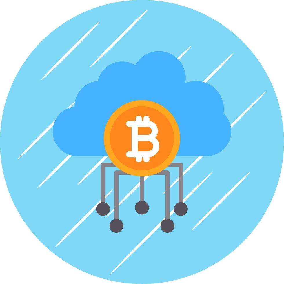 Cloud Bitcoin Flat Circle Icon Design vector