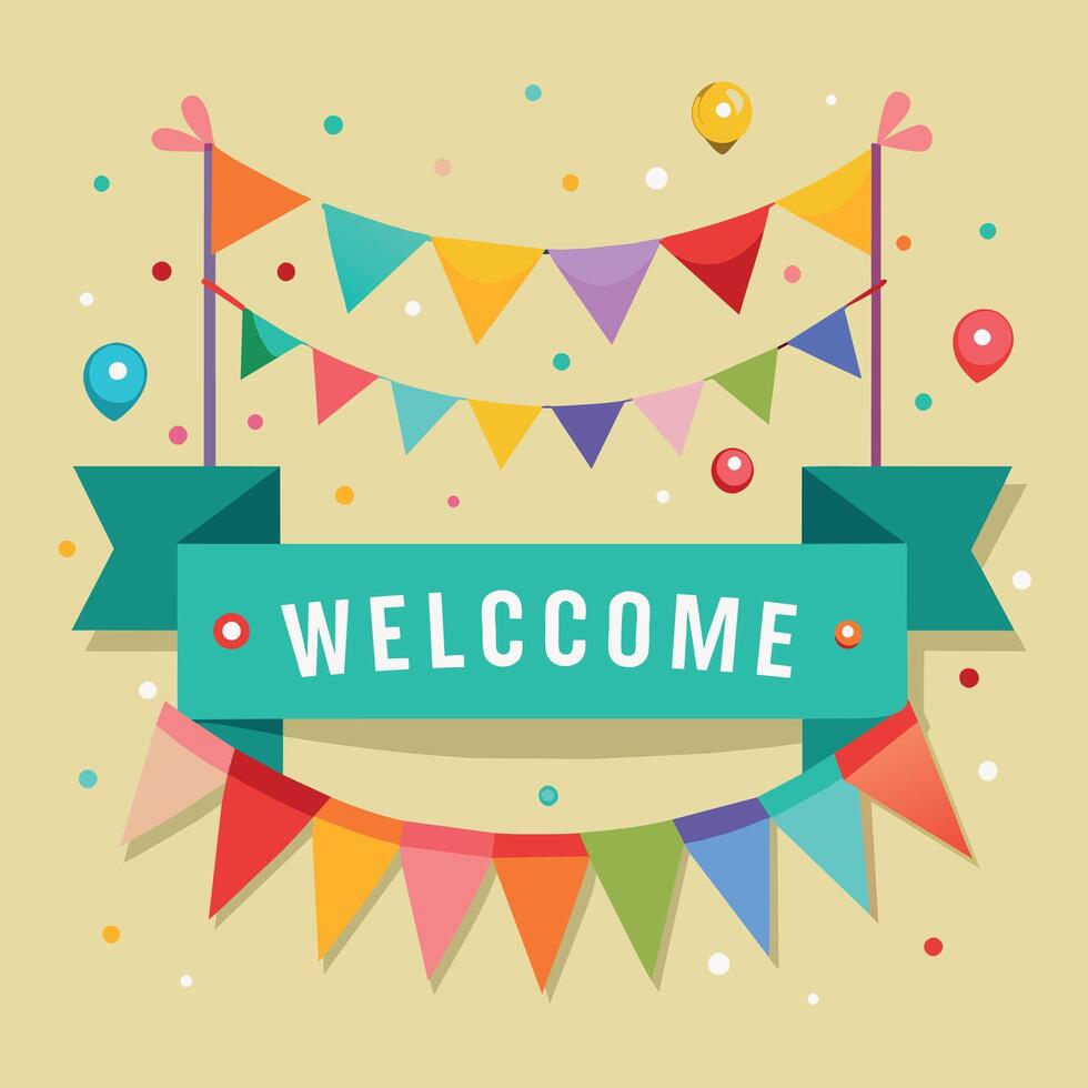 Welcome Text Flat Style Illustration vector