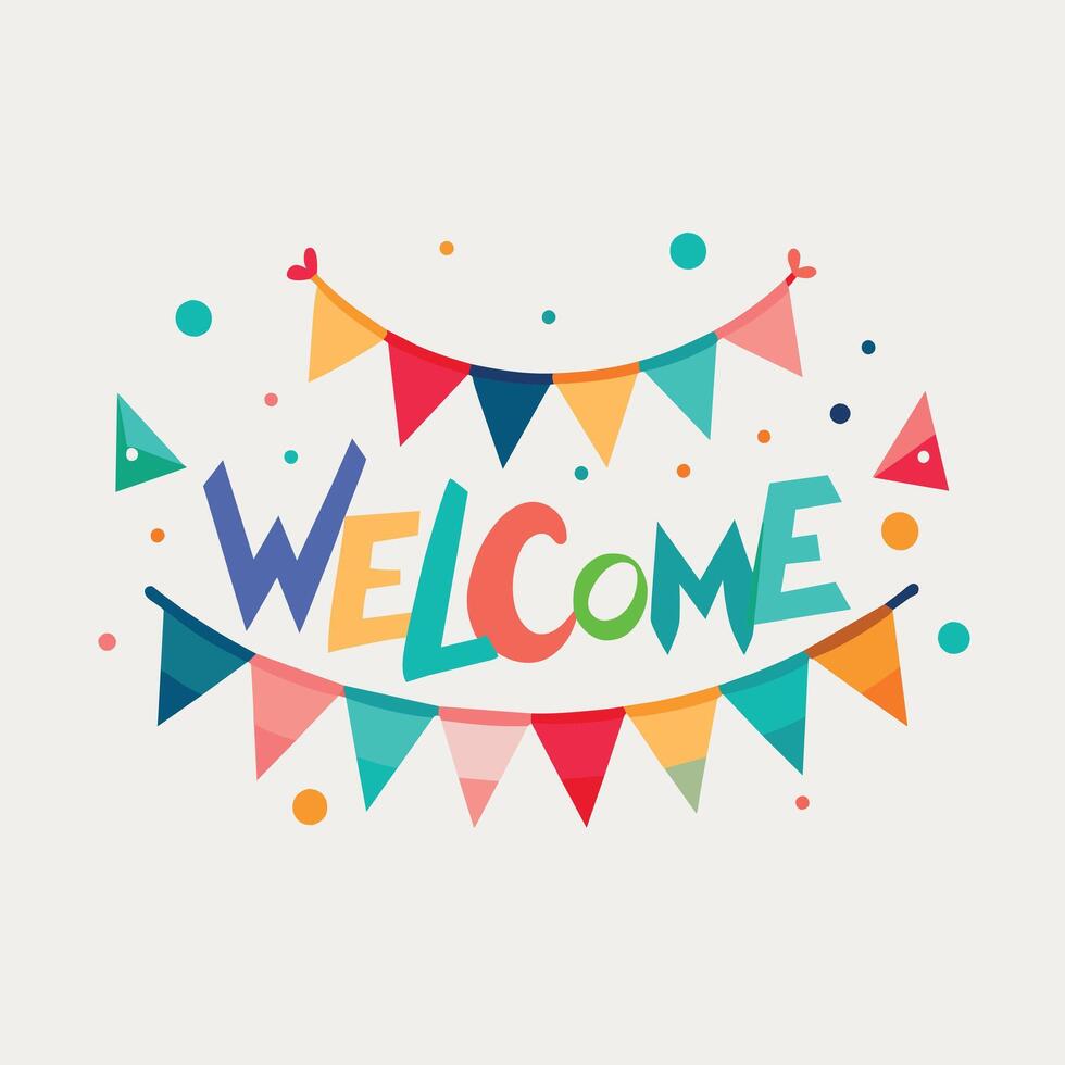 Welcome Text Flat Style Illustration vector