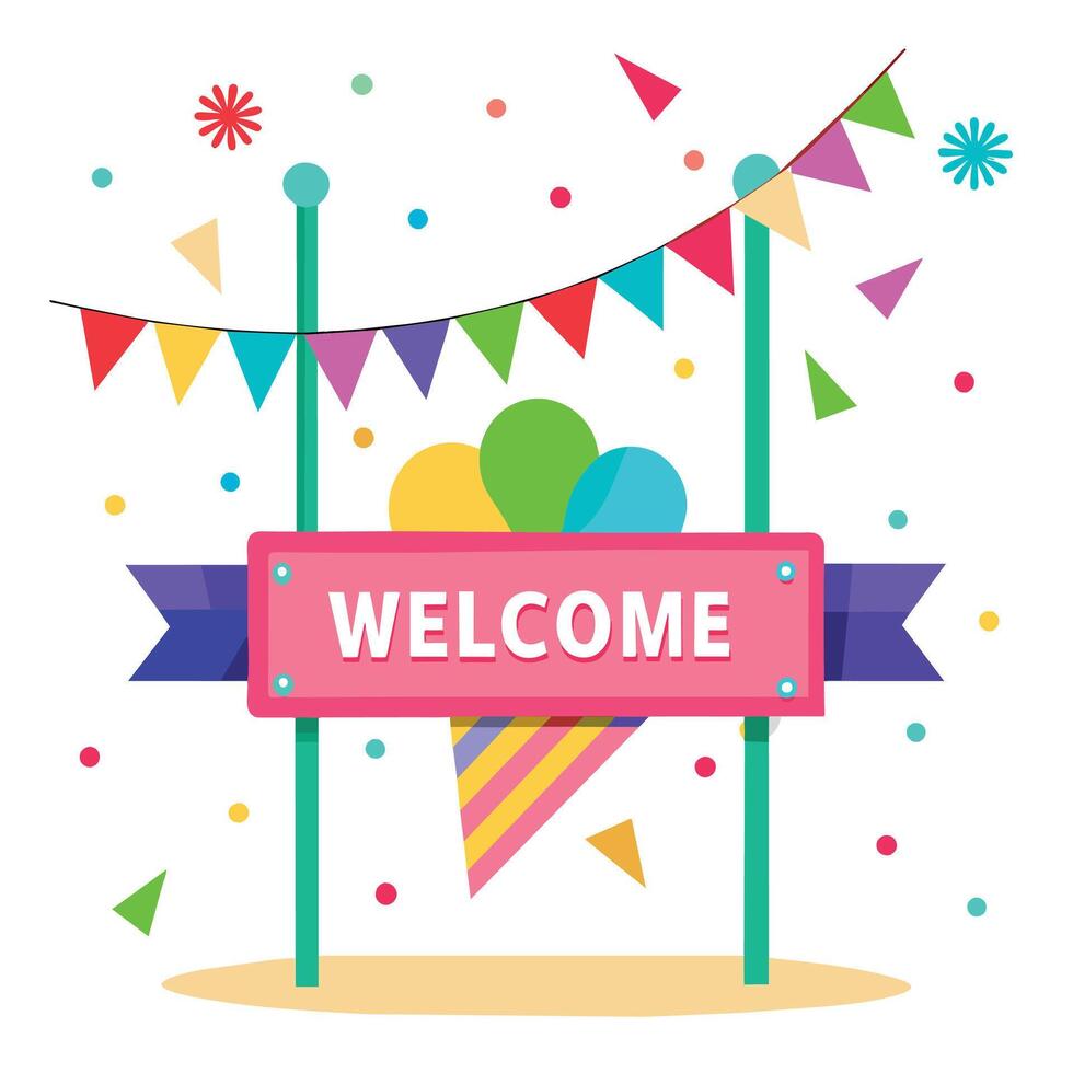 Welcome Text Flat Style Illustration vector