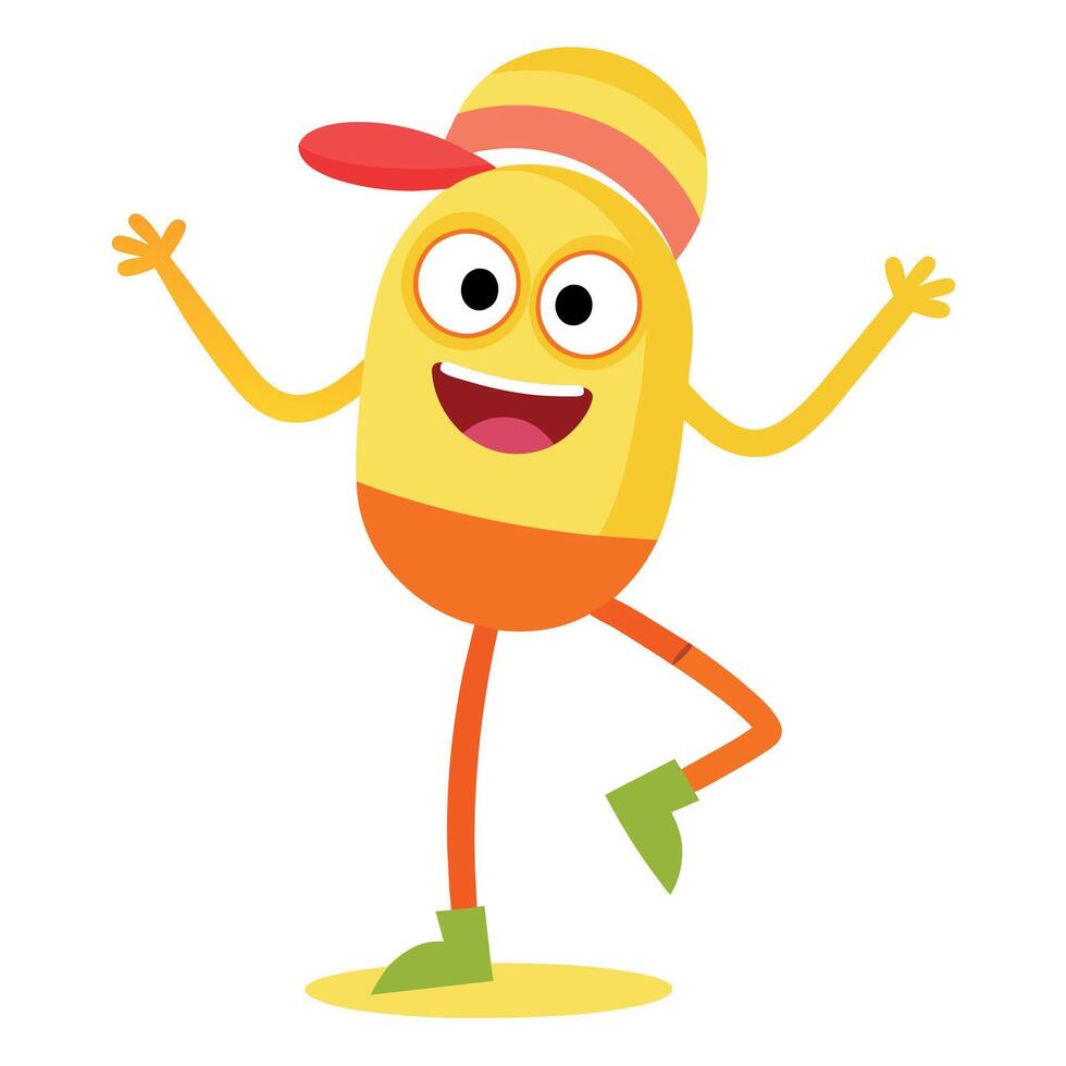 A minimalist Carton Character with smile flat style illustration vector