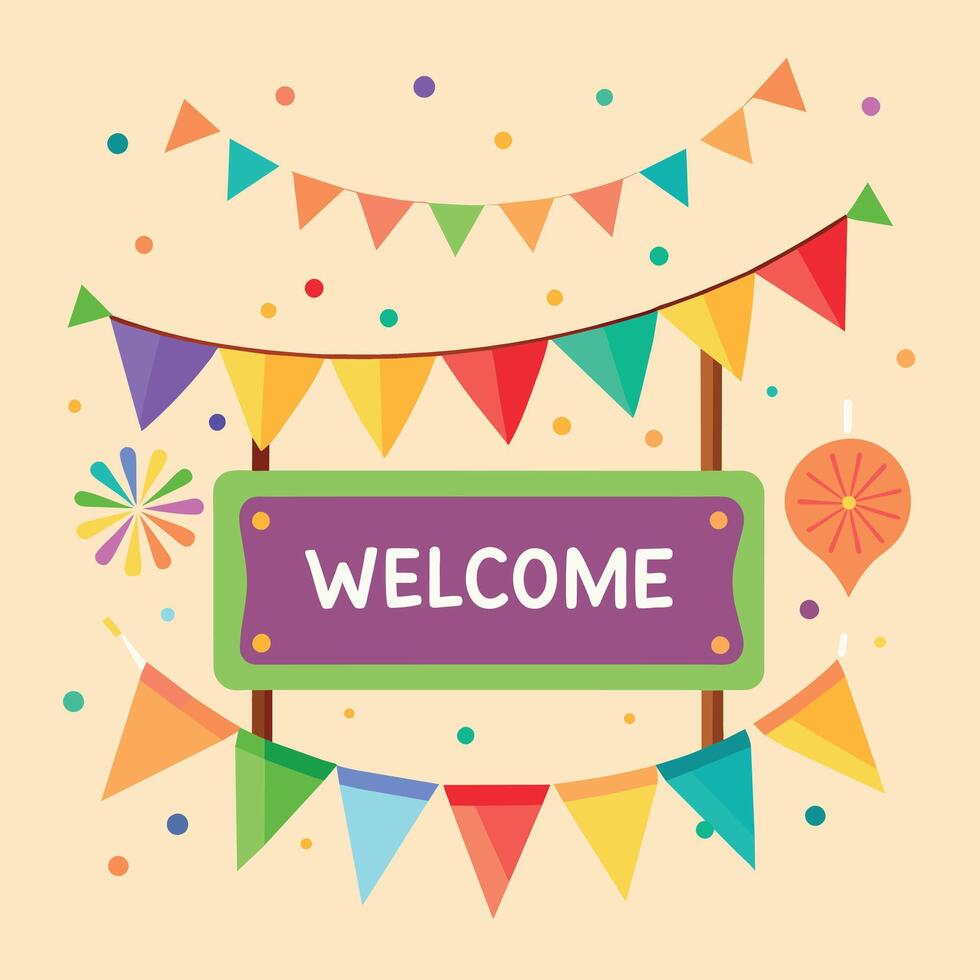 Welcome Text Flat Style Illustration vector