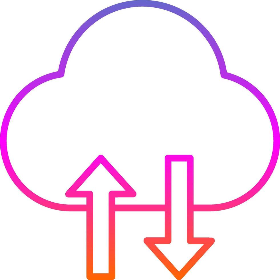 nube datos transferir línea degradado icono diseño vector