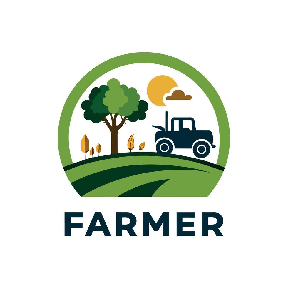 Farmer logo illustration flat 2d style vector