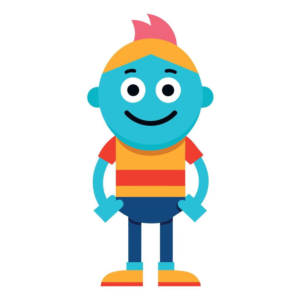 A minimalist Carton Character with smile flat style illustration vector